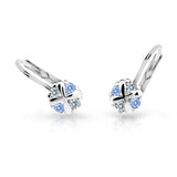 Dětské náušnice Danfil C2153 z bílého zlata s kamínky Arctic Blue, zapínání klapka