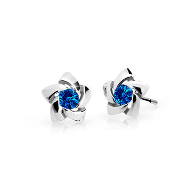 Dětské náušnice Danfil C2201 z bílého zlata s kamínkem Dark Blue, zapínání balónek