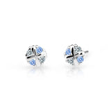 Dětské náušnice Danfil C2153 z bílého zlata s kamínky Arctic Blue, zapínání puzeta