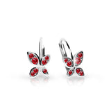Dětské náušnice Danfil C2259 z bílého zlata s kamínky Ruby Dark, zapínání klapka
