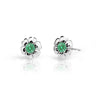 Dětské náušnice Danfil kytičky C2151 z bílého zlata s kamínkem Emerald Green, zapínání puzeta