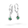 Dětské visací visací náušnice Danfil C1537 z bílého zlata s kamínkem Emerald Green, zapínání klapka