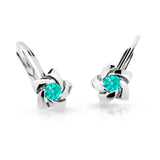 Dětské náušnice Danfil C2201 z bílého zlata s kamínkem Mint Green, zapínání klapka