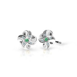 Dětské náušnice Danfil C2262 z bílého zlata s kamínkem Emerald Green, zapínání balónek