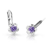 Dětské náušnice Danfil C2158 z bílého zlata s kamínkem Amethyst, zapínání klapka