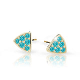 Dětské náušnice Danfil C2207 ze žlutého zlata s kamínky Mint Green, zapínání balónek