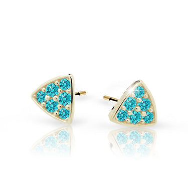 Dětské náušnice Danfil C2207 ze žlutého zlata s kamínky Mint Green, zapínání balónek