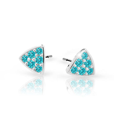 Dětské náušnice Danfil C2207 z bílého zlata s kamínky Mint Green, zapínání balónek