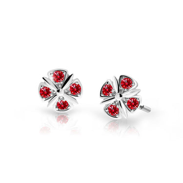 Dětské náušnice Danfil C2245 z bílého zlata s kamínky Ruby Dark, zapínání balónek