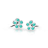 Dětské náušnice Danfil kytičky C2744 z bílého zlata s kamínky Mint Green, zapínání puzeta