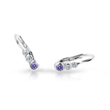Dětské náušnice Danfil C2255 z bílého zlata s kamínky Amethyst, zapínání klapka