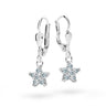 Dětské visací náušnice Danfil hvězdičky C2118 z bílého zlata s kamínkem White, zapínání klapka