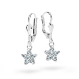 Dětské visací náušnice Danfil hvězdičky C2118 z bílého zlata s kamínkem White, zapínání klapka