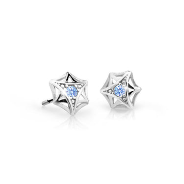 Dětské náušnice Danfil C2209 z bílého zlata s kamínkem Arctic Blue, zapínání balónek