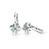 Dětské náušnice Danfil C2262 z bílého zlata s kamínkem Emerald Green, zapínání klapka