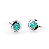 Dětské náušnice Danfil C1537 z bílého zlata s kamínkem Mint Green, zapínání puzeta