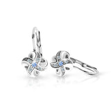 Dětské náušnice Danfil C2262 z bílého zlata s kamínkem Arctic Blue, zapínání klapka