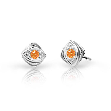 Dětské náušnice Danfil C1897 z bílého zlata s kamínkem Orange, zapínání puzeta