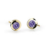 Dětské náušnice Danfil C1537 ze žlutého zlata s kamínkem Amethyst, zapínání balónek