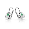 Dětské náušnice Danfil C2218 z bílého zlata s kamínkem Emerald Green, zapínání klapka
