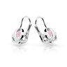 Dětské náušnice Danfil C2218 z bílého zlata s kamínkem Pink, zapínání klapka