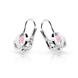 Dětské náušnice Danfil C2218 z bílého zlata s kamínkem Pink, zapínání klapka