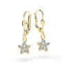 Dětské visací náušnice Danfil hvězdičky C2118 ze žlutého zlata s kamínkem White, zapínání klapka
