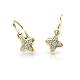Dětské náušnice Danfil hvězdičky C2266 ze žlutého zlata s kamínky White, zapínání brizura