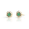Dětské náušnice Danfil kytičky C2151 ze žlutého zlata s kamínkem Emerald Green, zapínání balónek
