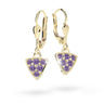 Dětské visací náušnice Danfil C2207 ze žlutého zlata s kamínky Amethyst, zapínání klapka