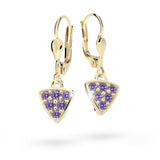 Dětské visací náušnice Danfil C2207 ze žlutého zlata s kamínky Amethyst, zapínání klapka