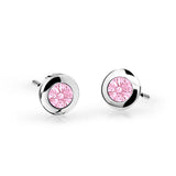Dětské náušnice Danfil C1537 z bílého zlata s kamínkem Pink, zapínání balónek