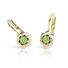 Dětské náušnice Danfil kytičky C2151 ze žlutého zlata s kamínkem Peridot Green, zapínání klapka