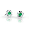 Dětské náušnice Danfil kytičky C2178 z bílého zlata s kamínkem Emerald Green, zapínání balónek