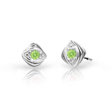 Dětské náušnice Danfil C1897 z bílého zlata s kamínkem Peridot Green, zapínání puzeta