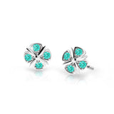Dětské náušnice Danfil C2245 z bílého zlata s kamínky Mint Green, zapínání balónek