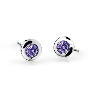 Dětské náušnice Danfil C1537 z bílého zlata s kamínkem Amethyst, zapínání balónek