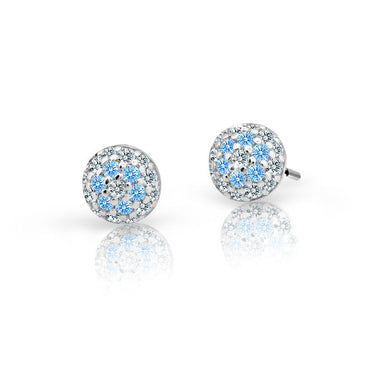 Dětské náušnice Danfil C2150 z bílého zlata s kamínky Arctic Blue, zapínání puzeta