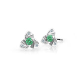 Dětské náušnice Danfil C2203 z bílého zlata s kamínkem Emerald Green, zapínání balónek