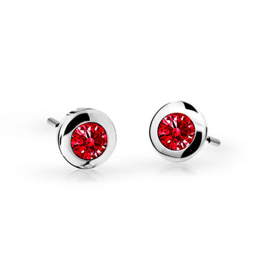 Dětské náušnice Danfil C1537 z bílého zlata s kamínkem Ruby Dark, zapínání puzeta