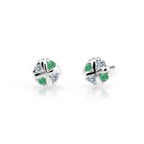 Dětské náušnice Danfil C2153 z bílého zlata s kamínky Emerald Green, zapínání balónek