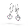 Dětské visací náušnice Danfil srdíčka C2157 z bílého zlata s kamínky Pink, zapínání klapka