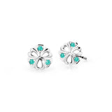 Dětské náušnice Danfil kytičky C2230 z bílého zlata s kamínky Mint Green, zapínání balónek