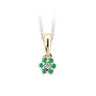 Dětský přívěsek Danfil kytičky C2152 ze žlutého zlata s kamínky Emerald Green
