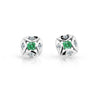 Dětské náušnice Danfil C2250 z bílého zlata s kamínkem Emerald Green, zapínání balónek