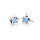 Dětské náušnice Danfil C2201 z bílého zlata s kamínkem Arctic Blue, zapínání balónek