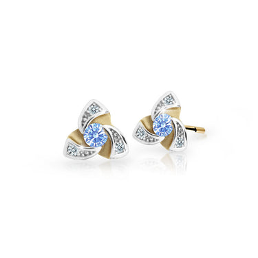 Dětské náušnice Danfil C2203 ze žlutého zlata s kamínkem Arctic Blue, zapínání balónek