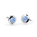 Dětské náušnice Danfil C1537 z bílého zlata s kamínkem Arctic Blue, zapínání puzeta