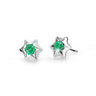 Dětské náušnice Danfil hvězdičky C2159 z bílého zlata s kamínkem Emerald Green, zapínání balónek