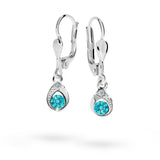 Dětské visací náušnice Danfil kapky C1898 z bílého zlata s kamínkem Mint Green, zapínání klapka